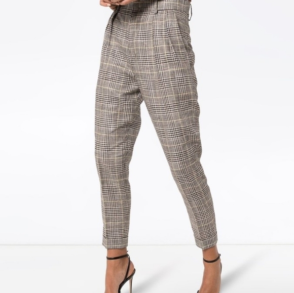 Isabel Marant - Ceyo checked high-rise slim pants Yellow/Grey Size 40 US 8 NWT - Picture 3 of 16